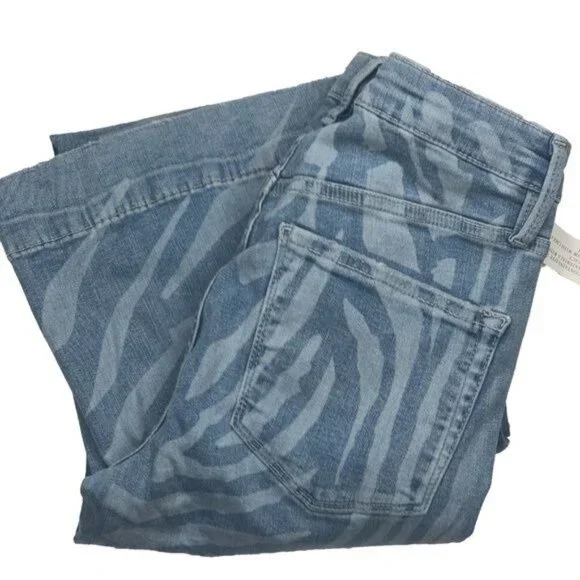 Free People Blue Low Tide Zebra Print Flare Jeans - Picture 3 of 4